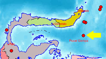 Gampa 5,8 SR Guncang Sulut